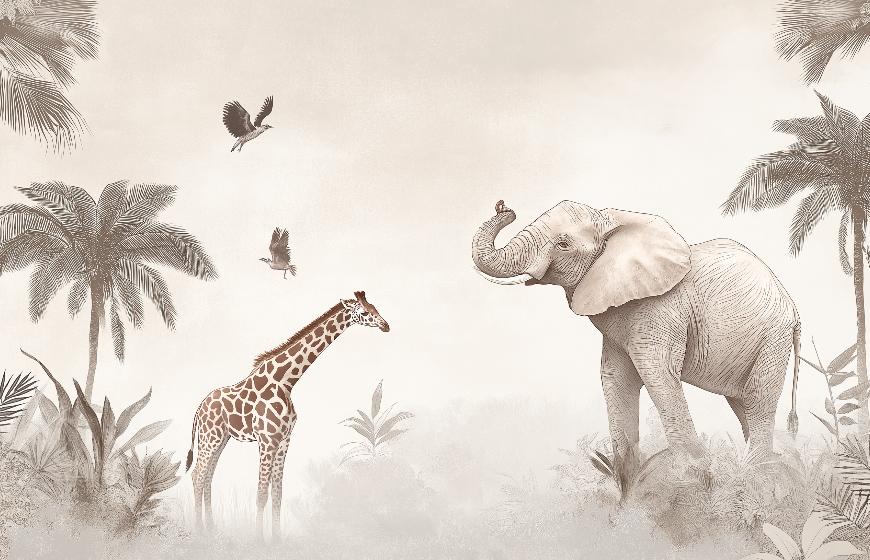 Papier peint animaux sauvages savane enfant