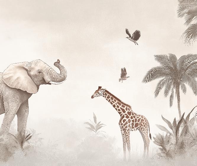 Papier peint animaux sauvages savane enfant
