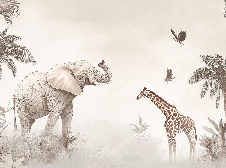 Papier peint animaux sauvages savane enfant