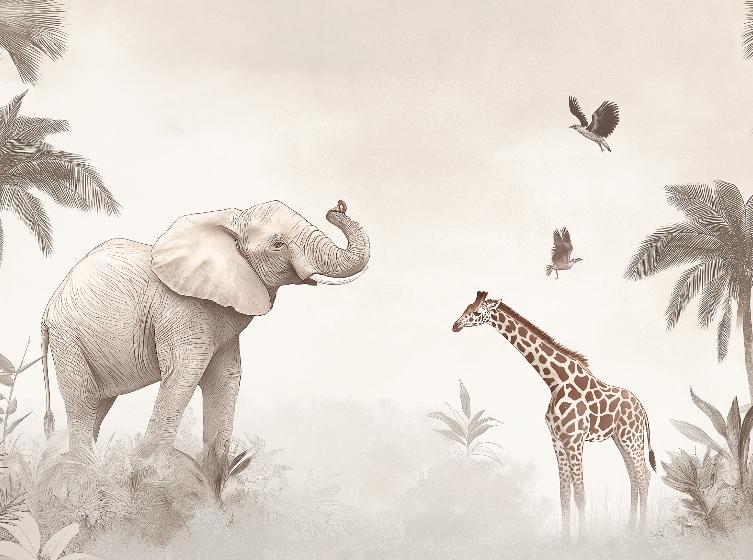 Papier peint animaux sauvages savane enfant