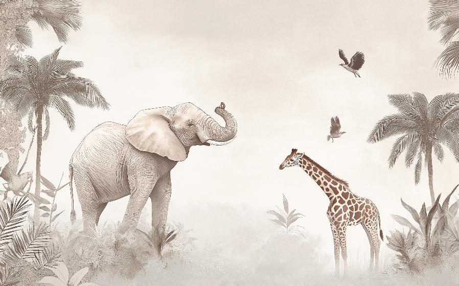 Papier peint animaux sauvages savane enfant
