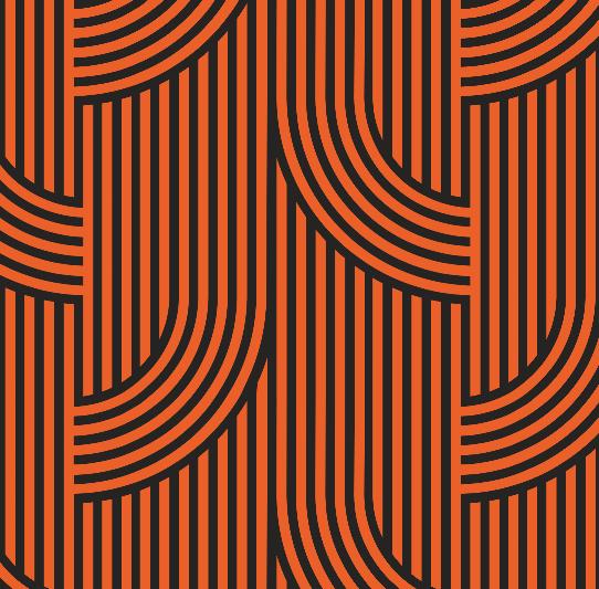 Papier peint rayures noires et orange géométrique