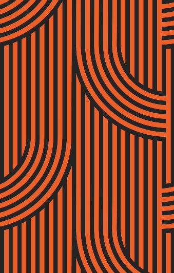 Papier peint rayures noires et orange géométrique