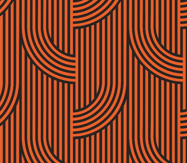 Papier peint rayures noires et orange géométrique
