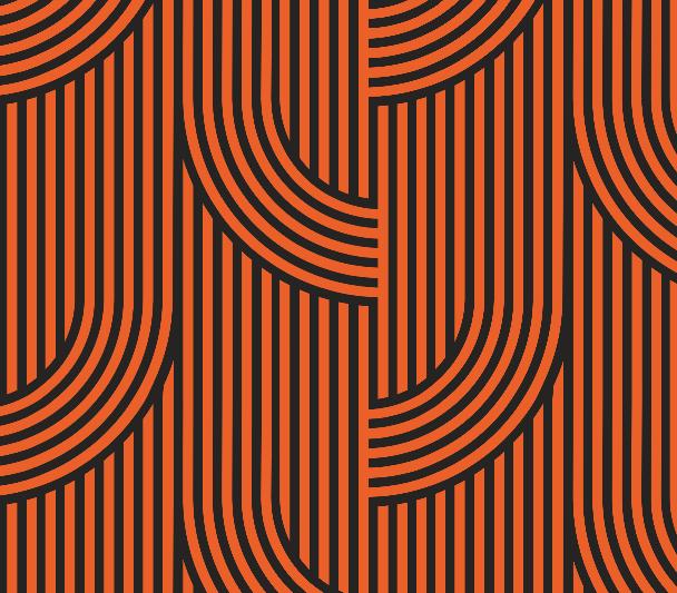 Papier peint rayures noires et orange géométrique