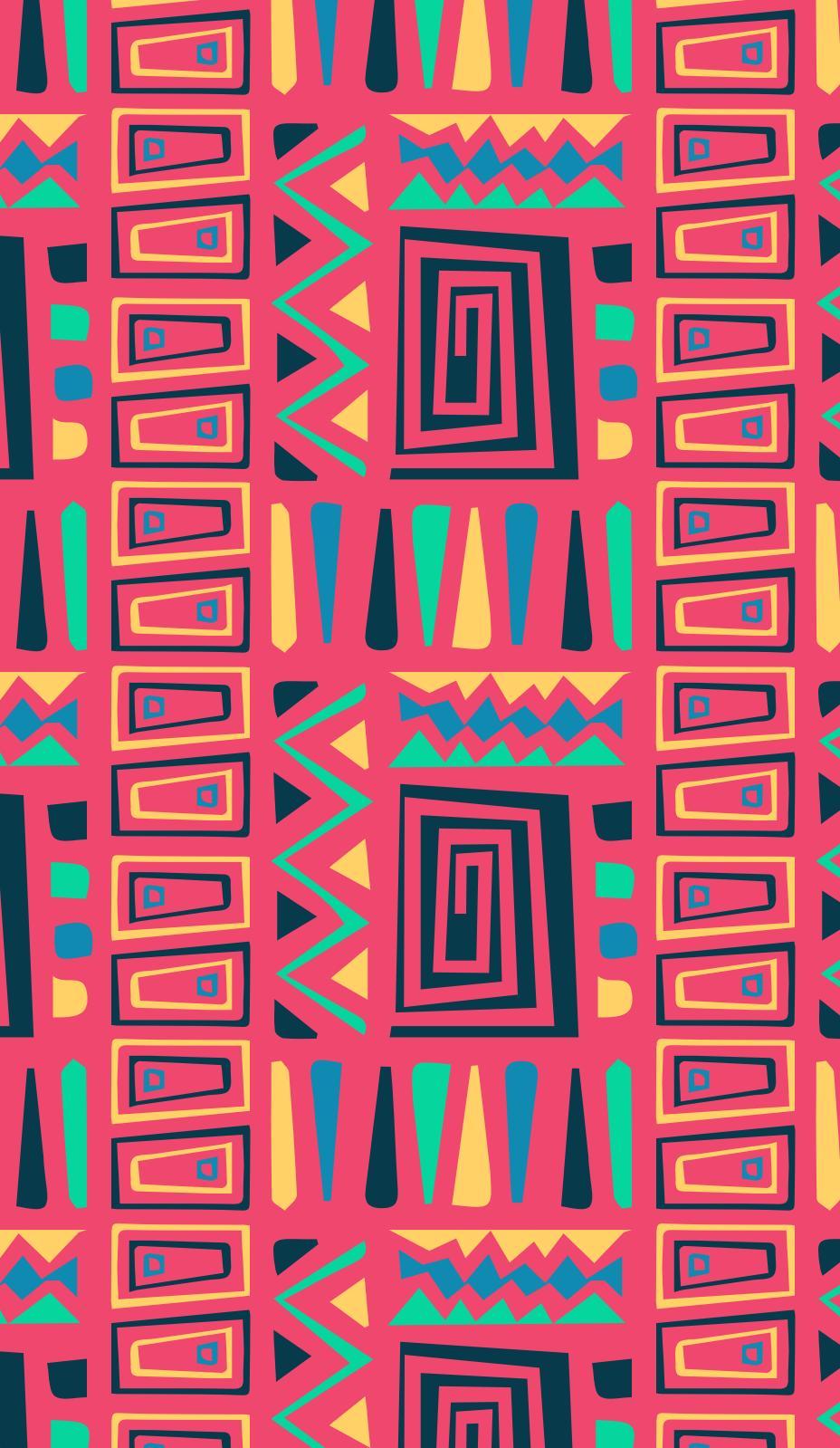 Papier peint géométrique abstrait africain coloré