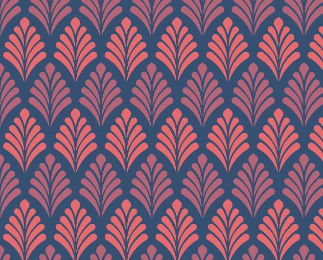 Papier peint art déco rose et bleu