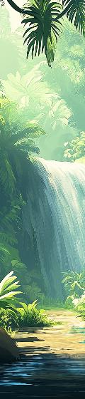 Papier peint jungle cascade et feuillage luxuriant
