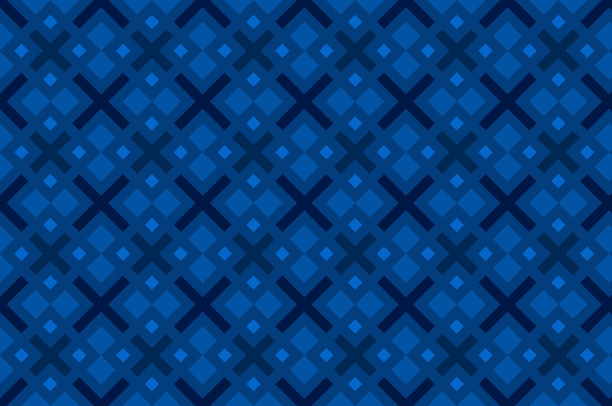 Papier peint géométrique motif X bleu