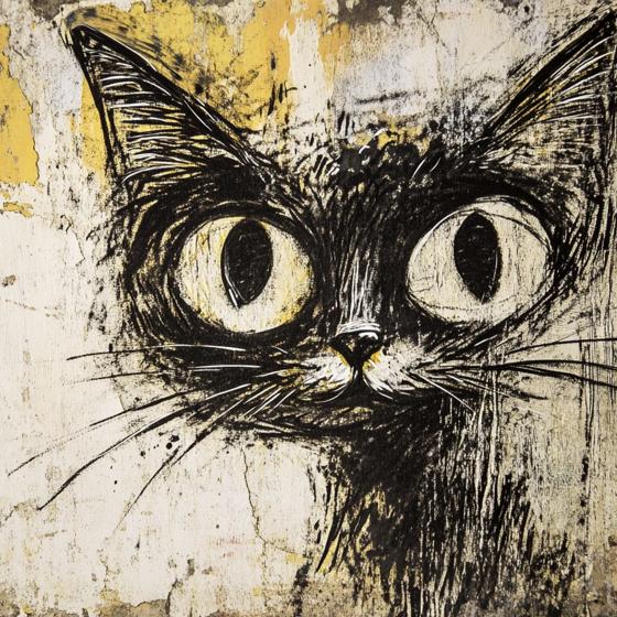 Papier peint chat street art urbain
