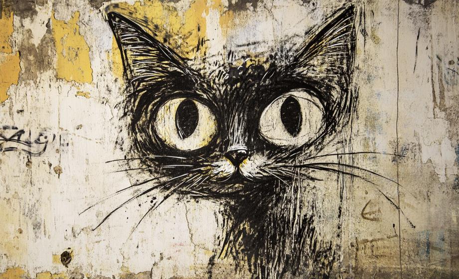 Papier peint chat street art urbain