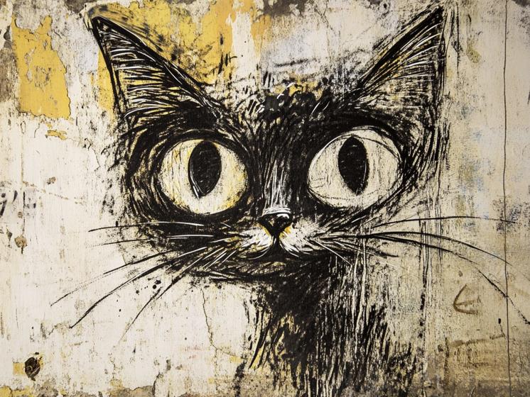 Papier peint chat street art urbain