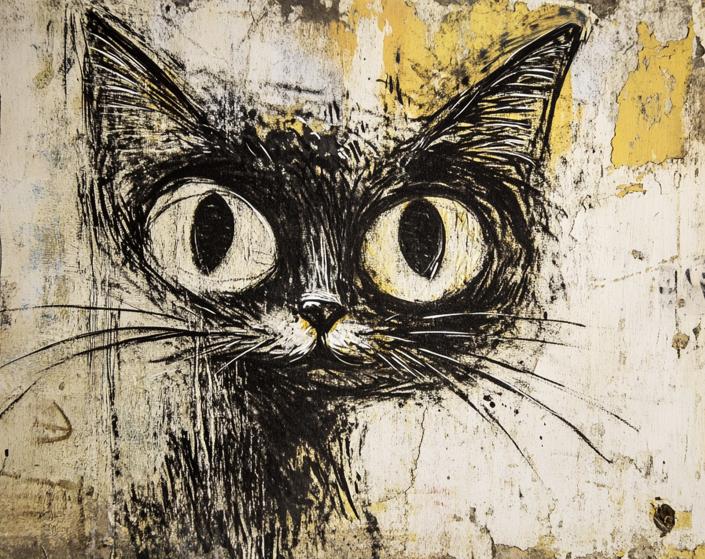 Papier peint chat street art urbain