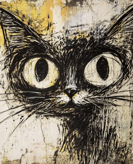 Papier peint chat street art urbain