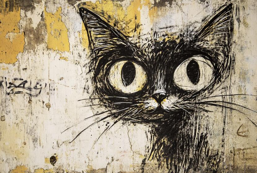 Papier peint chat street art urbain