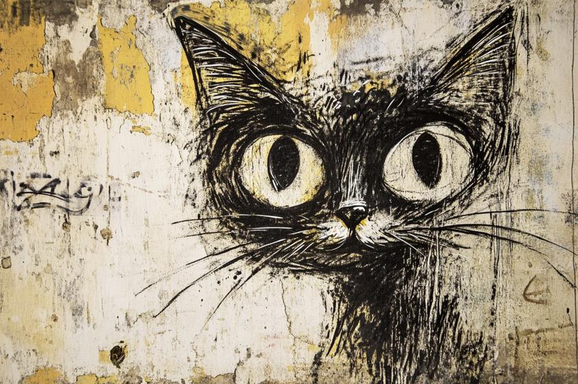 Papier peint chat street art urbain