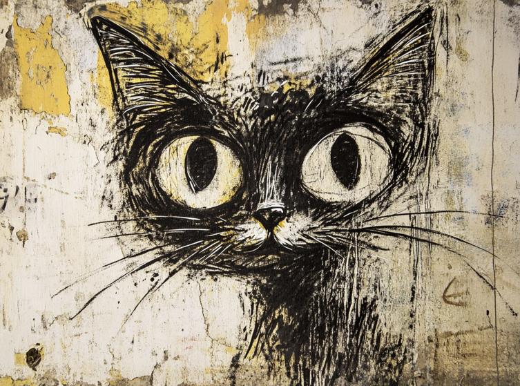 Papier peint chat street art urbain
