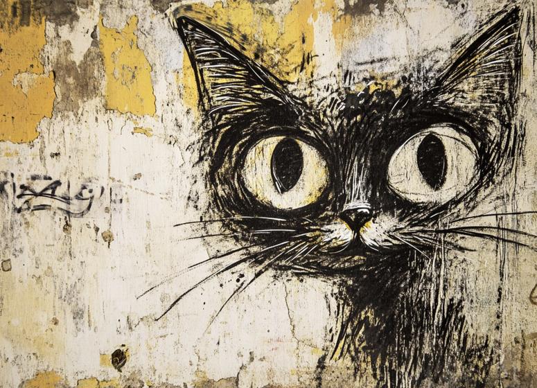 Papier peint chat street art urbain