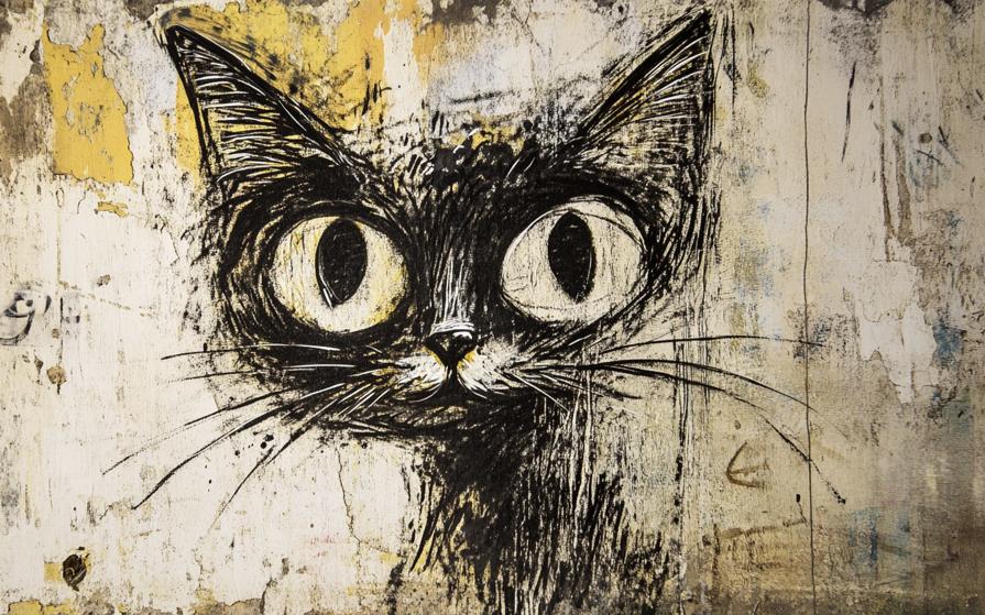 Papier peint chat street art urbain