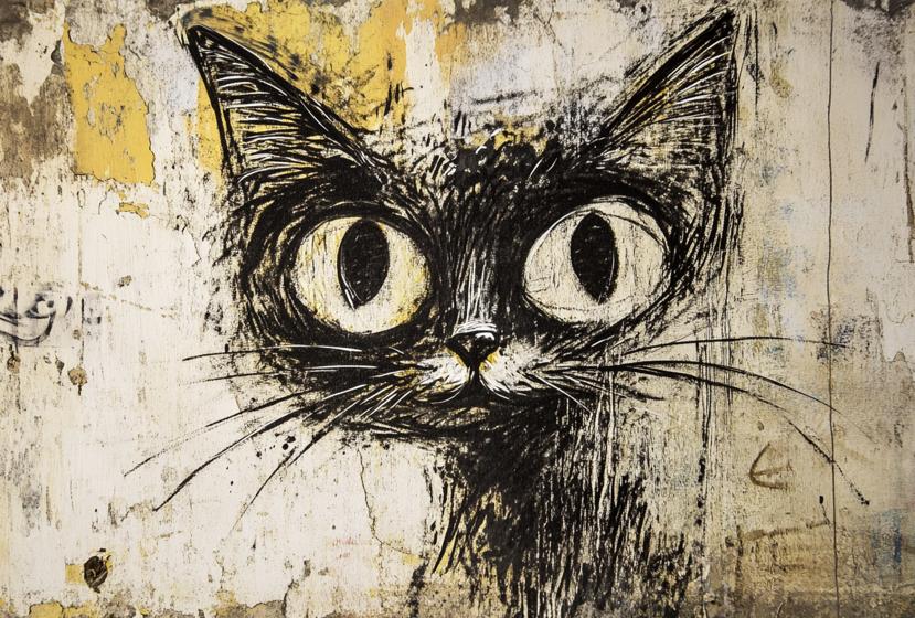 Papier peint chat street art urbain