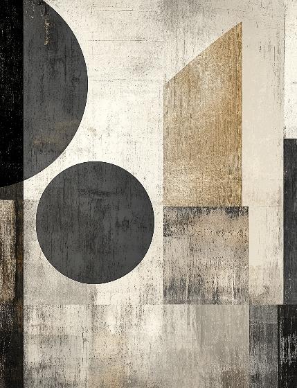 Papier peint géométrique abstrait noir et kraft