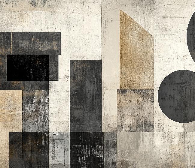 Papier peint géométrique abstrait noir et kraft