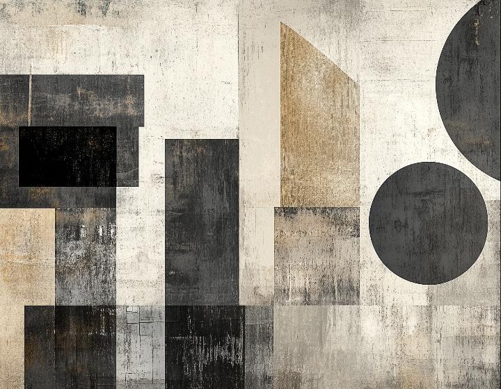 Papier peint géométrique abstrait noir et kraft