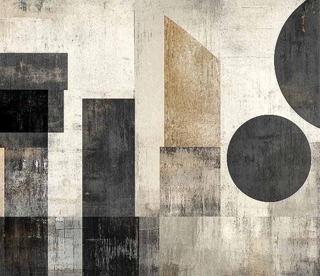 Papier peint géométrique abstrait noir et kraft