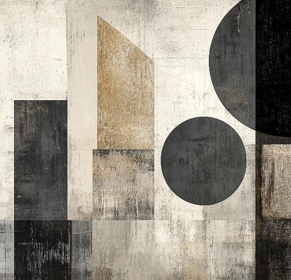 Papier peint géométrique abstrait noir et kraft