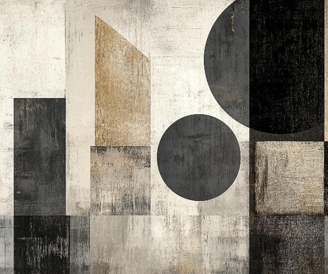 Papier peint géométrique abstrait noir et kraft