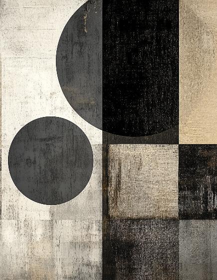 Papier peint géométrique abstrait noir et kraft