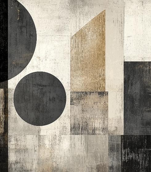 Papier peint géométrique abstrait noir et kraft