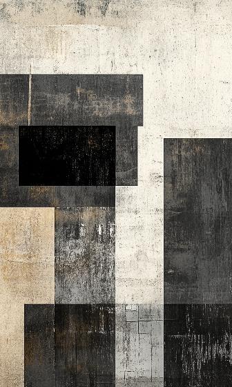Papier peint géométrique abstrait noir et kraft
