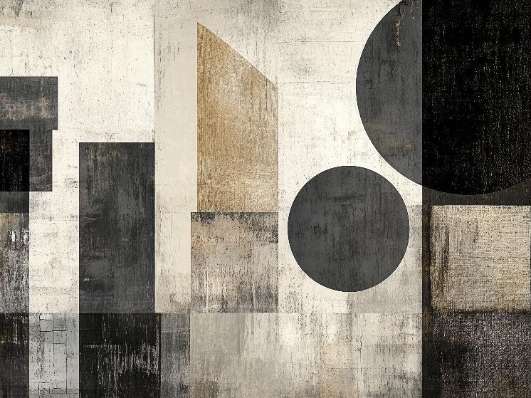 Papier peint géométrique abstrait noir et kraft