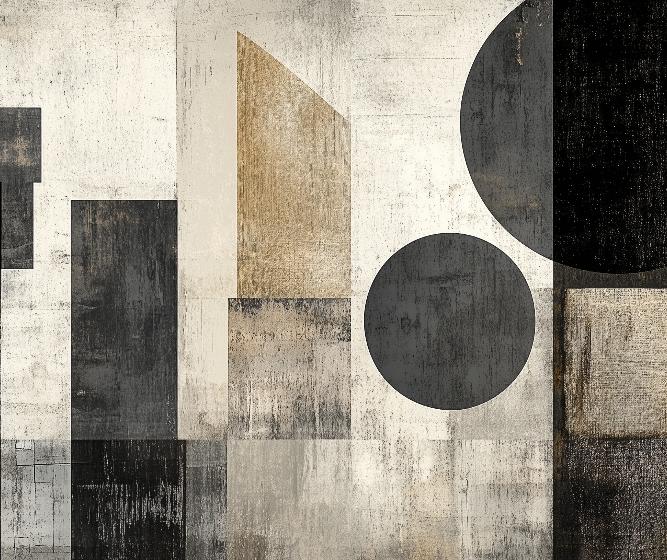 Papier peint géométrique abstrait noir et kraft