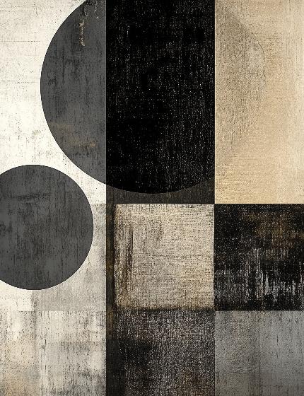 Papier peint géométrique abstrait noir et kraft