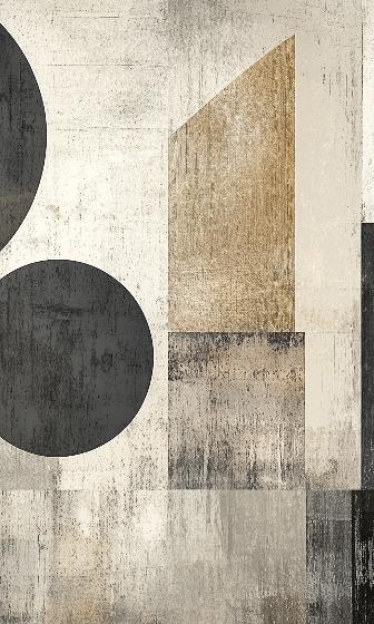 Papier peint géométrique abstrait noir et kraft