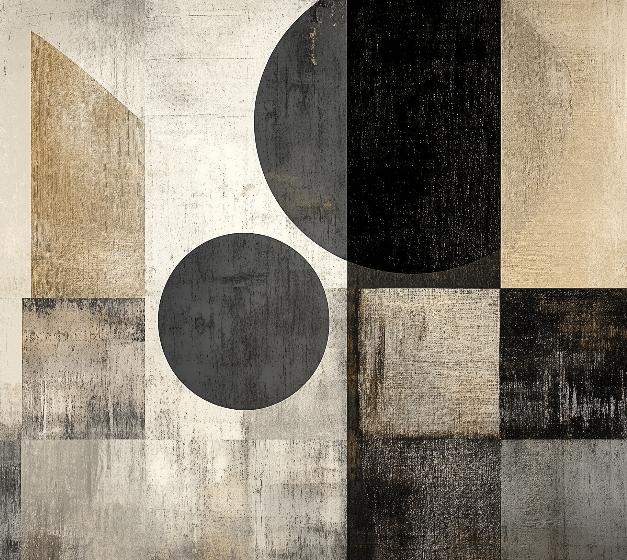 Papier peint géométrique abstrait noir et kraft