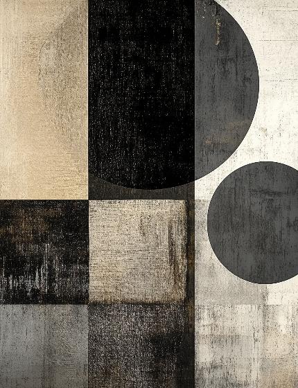 Papier peint géométrique abstrait noir et kraft