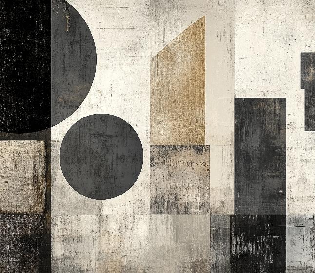 Papier peint géométrique abstrait noir et kraft