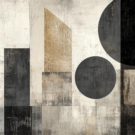 Papier peint géométrique abstrait noir et kraft
