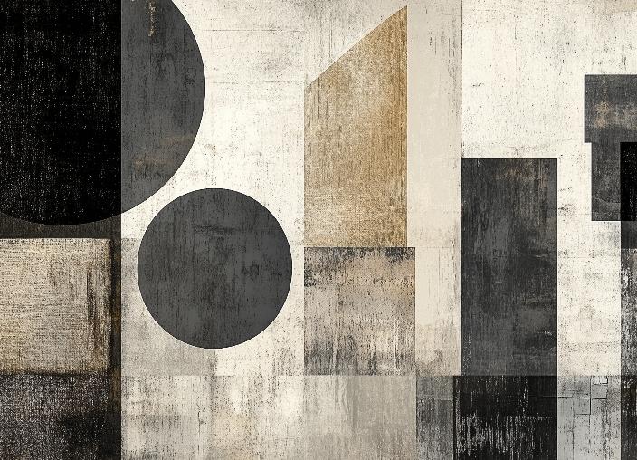 Papier peint géométrique abstrait noir et kraft