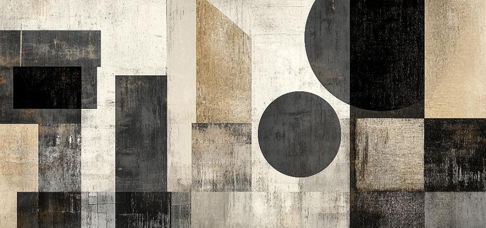 Papier peint géométrique abstrait noir et kraft