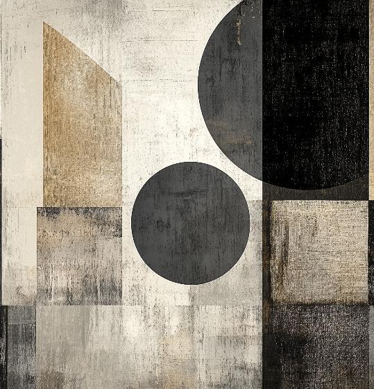 Papier peint géométrique abstrait noir et kraft