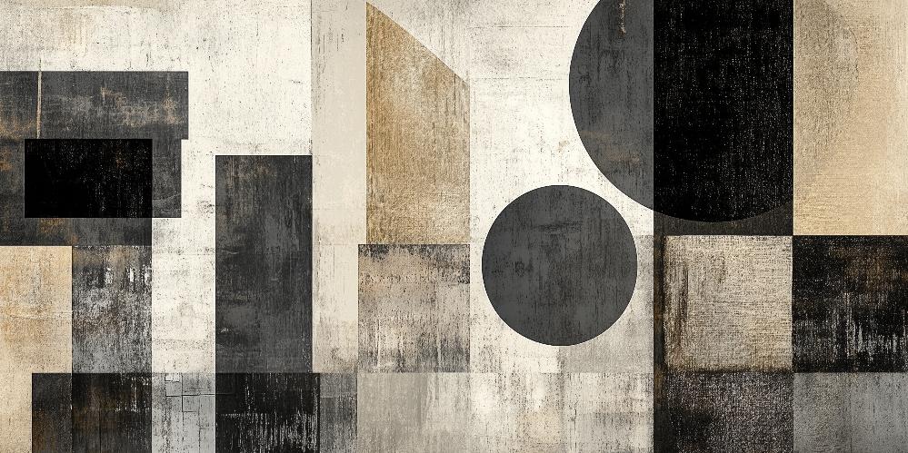 Papier peint géométrique abstrait noir et kraft
