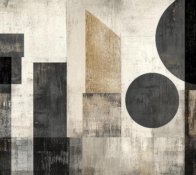 Papier peint géométrique abstrait noir et kraft