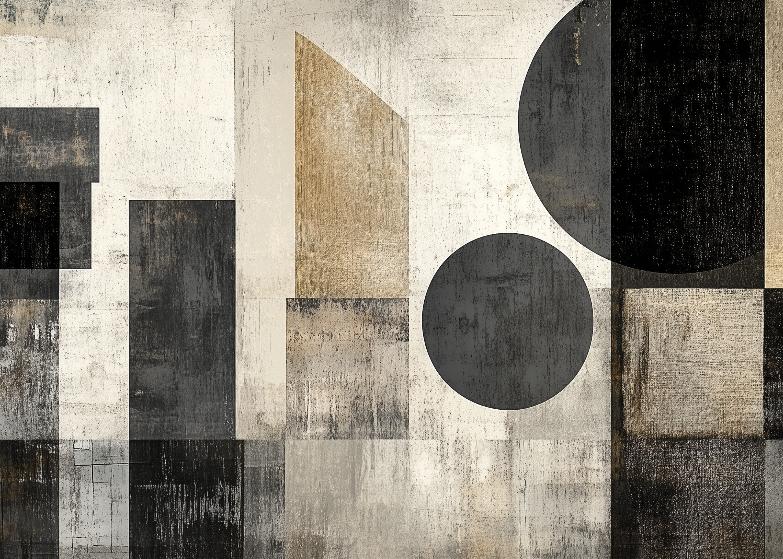 Papier peint géométrique abstrait noir et kraft