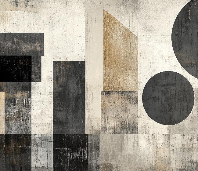 Papier peint géométrique abstrait noir et kraft