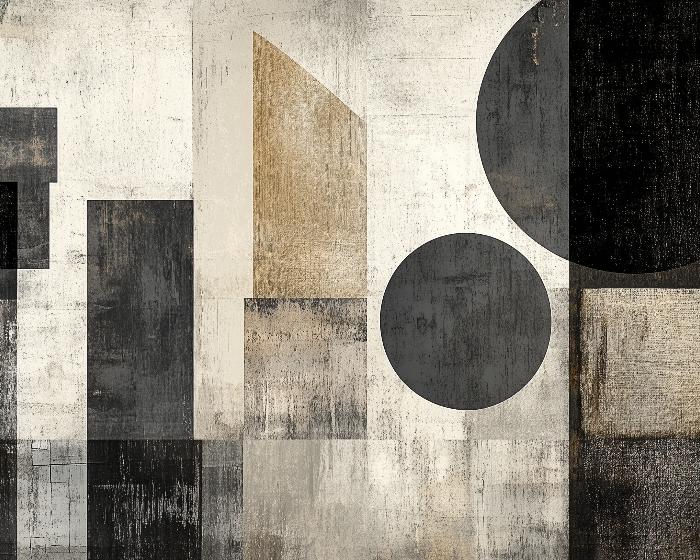 Papier peint géométrique abstrait noir et kraft