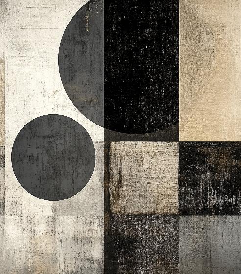 Papier peint géométrique abstrait noir et kraft